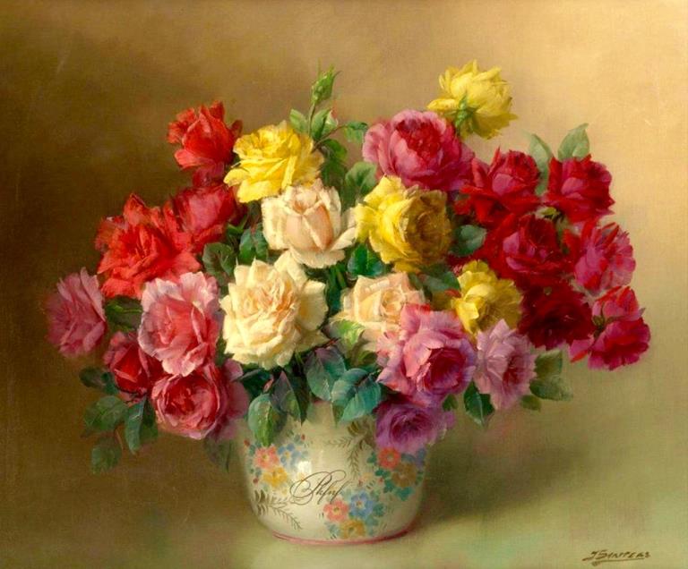 比利时画家Julien Stappers（1875-1960）花卉静物画
