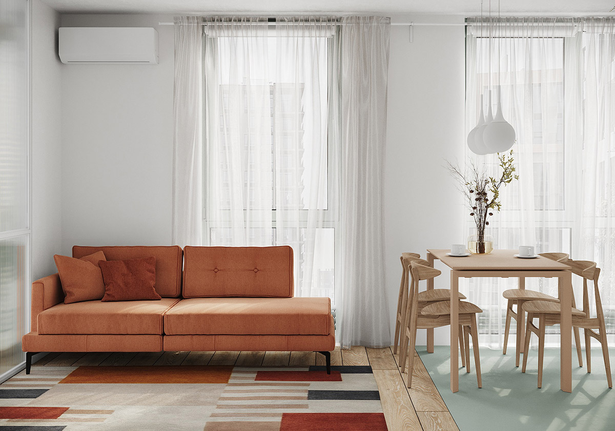 活力橙色调为家增添了乐趣，营造出迷人的家居空间
