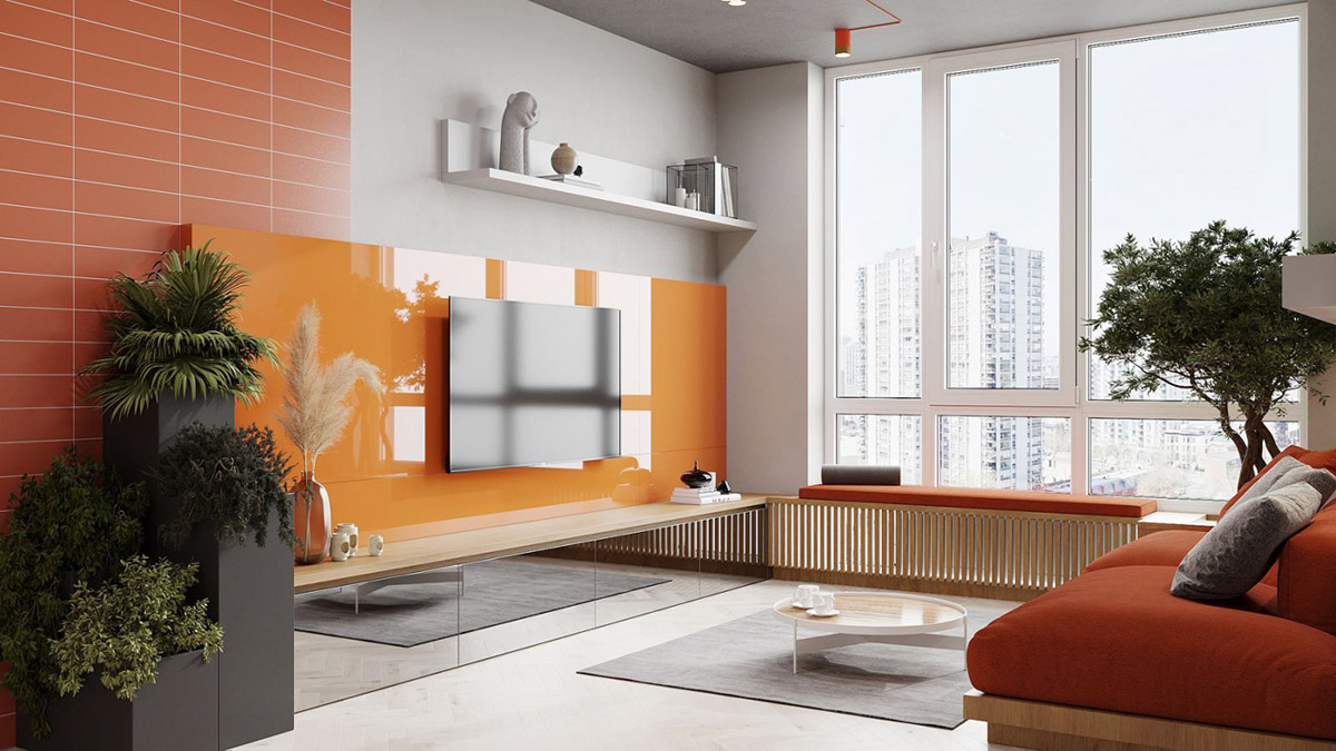 活力橙色调为家增添了乐趣，营造出迷人的家居空间