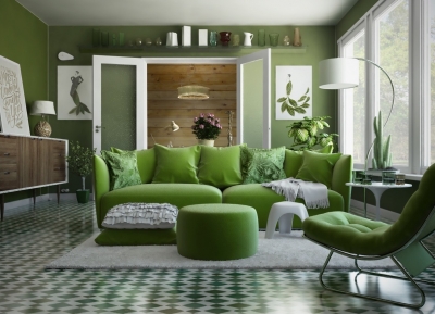 40個擁有綠色沙發的客廳設計