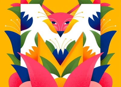 動物和花卉交織，Silvia Galimberti字母插畫作品