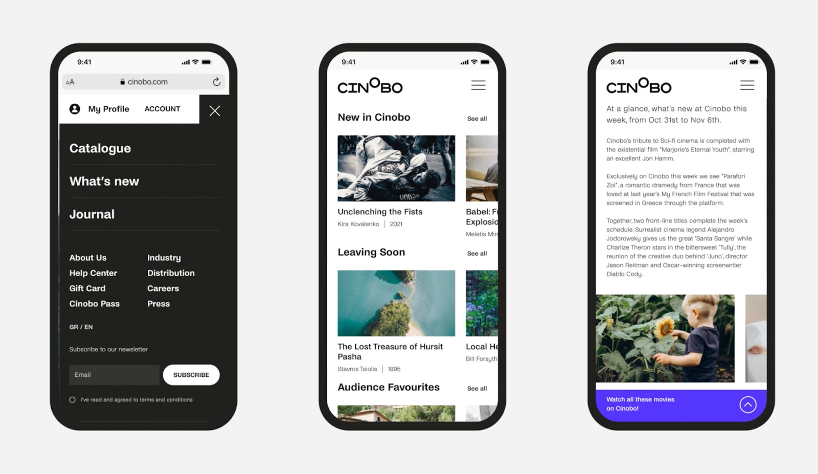 流媒体平台Cinobo品牌和网页设计