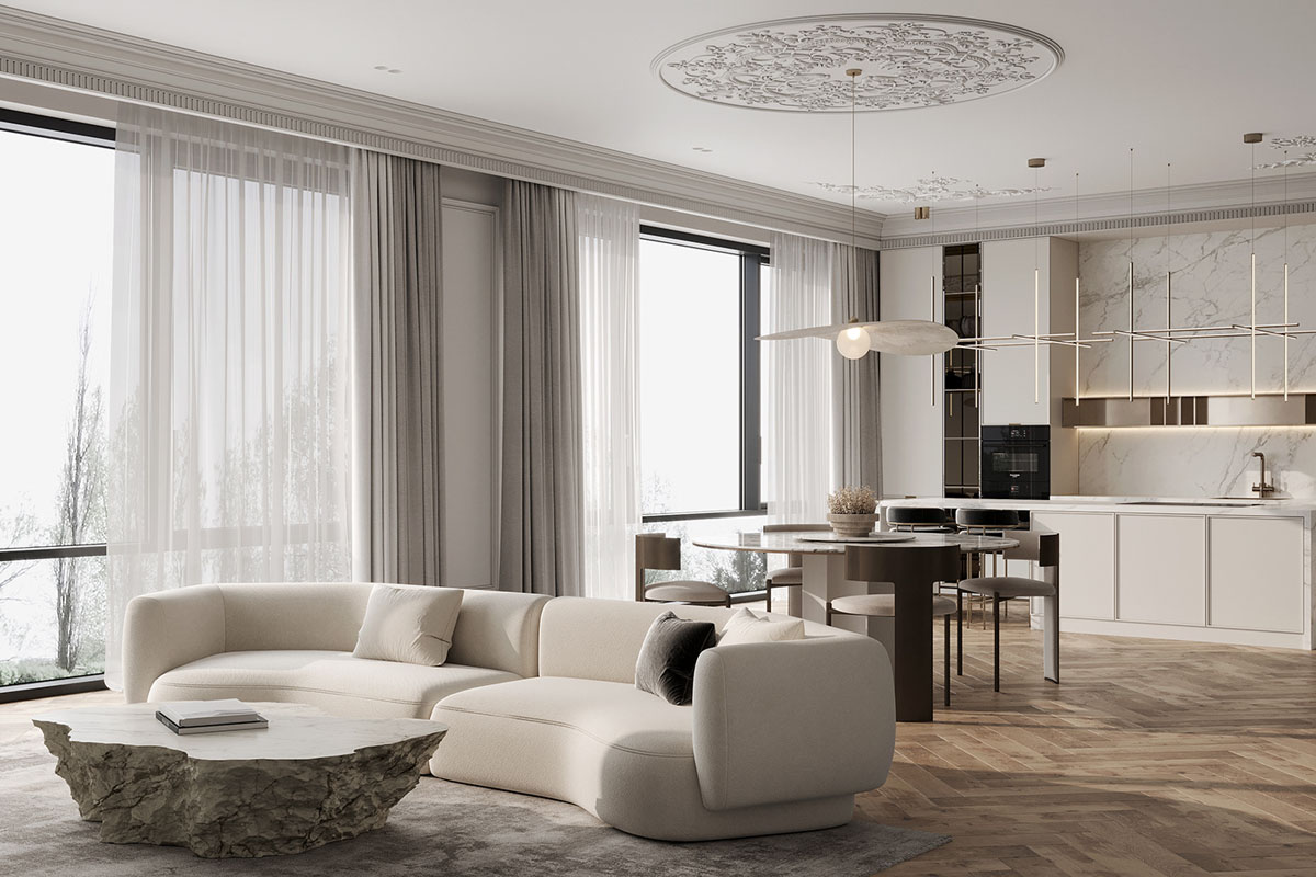 开放式生活空间！新古典主义风格豪华公寓设计