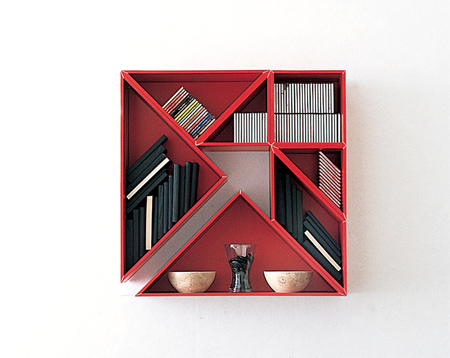 独特创意的tangram七巧板组合书架设计