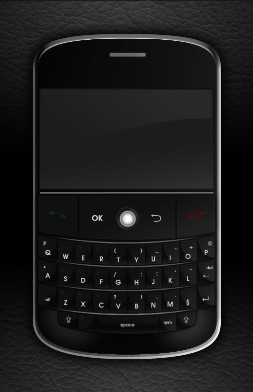 Photoshop绘制逼真的黑莓手机