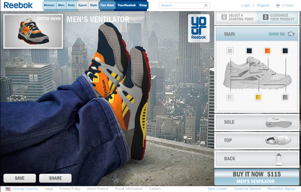 reebok运动鞋网站设计