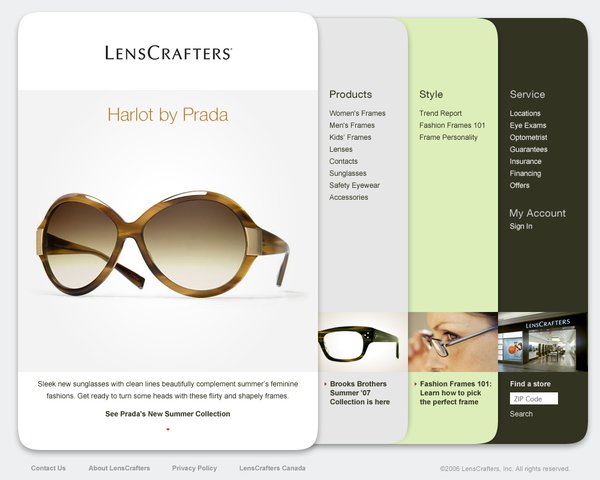 LensCrafters(亮视点)眼镜品牌网站设计