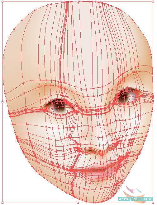 Illustrator鼠繪教程：運用漸變網格繪制人物和頭發的過程
