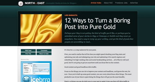 Beautiful Designs - 12 Ways to Turn a Boring Post into Pure Gold at Weekly Articles About Blogging - NxE