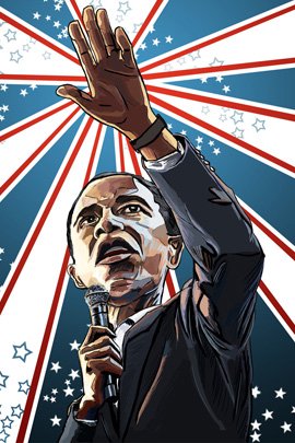 有趣的名人插画:美国总统奥巴马