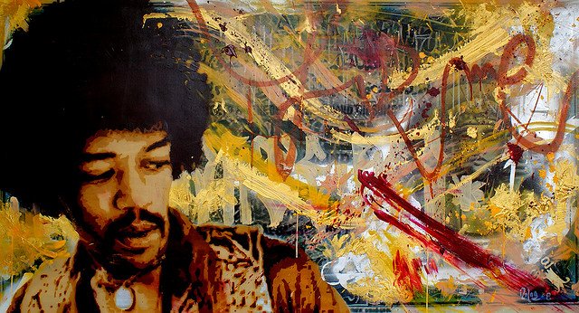 人物插画欣赏：电吉他大师Jimi Hendrix