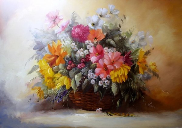 Széchenyi Szidónia：缤纷色彩的花束绘画