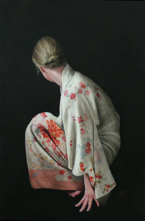 Stephanie Rew绘画作品：日本传统服装 和服