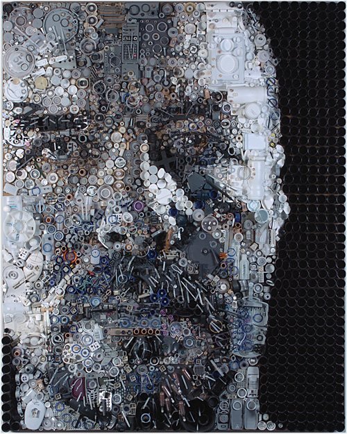 Zac Freeman运用废旧元件拼贴的人物肖像艺术
