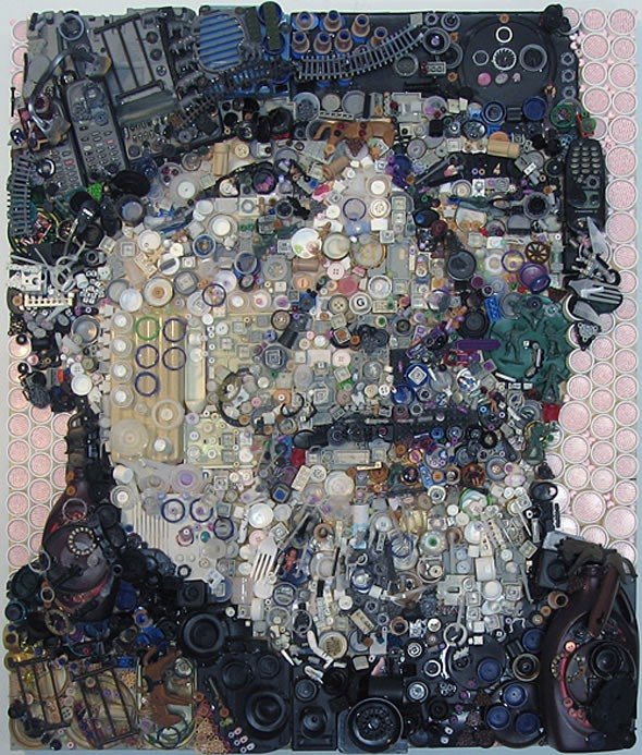 Zac Freeman运用废旧元件拼贴的人物肖像艺术