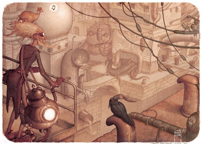 30张幻想的Steampunk(蒸汽朋克)插画欣赏