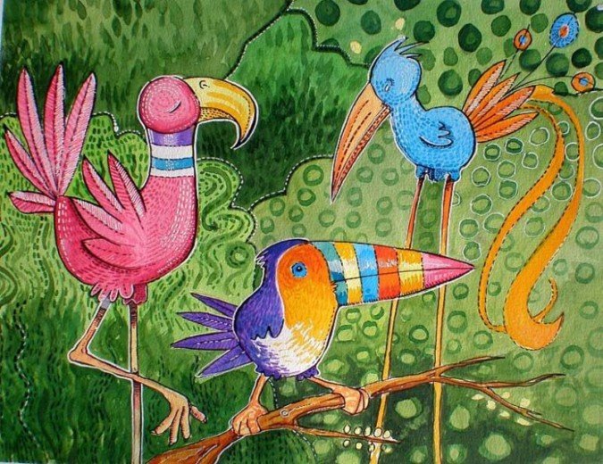 法国艺术家Andrew Pawley可爱的小鸟插画