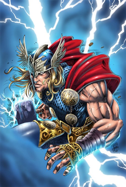 漫画英雄人物插画：雷神托尔Mighty Thor