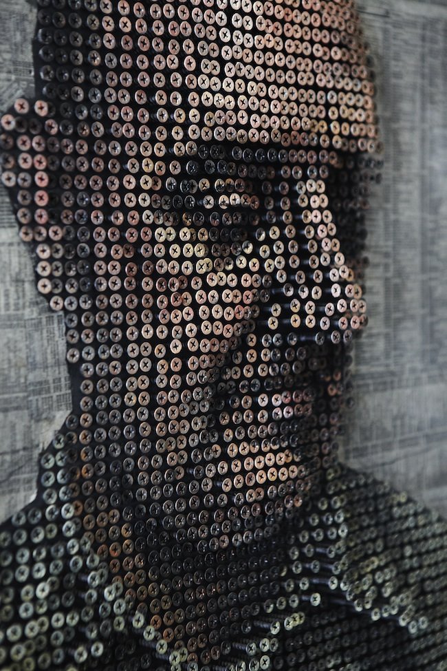 惊人的艺术：螺纹钉打造3D肖像