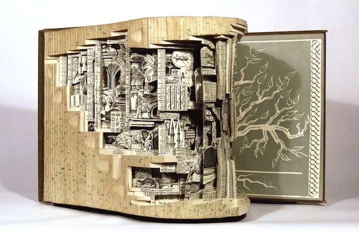 Brian Dettmer惊人的旧书立体雕刻艺术