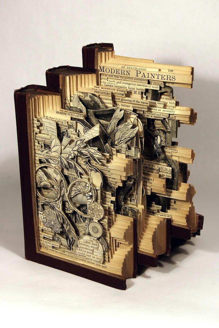 Brian Dettmer惊人的旧书立体雕刻艺术