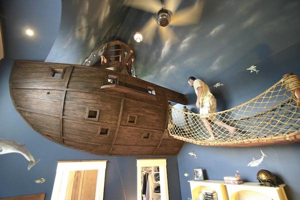 疯狂的海盗船主题儿童卧室设计