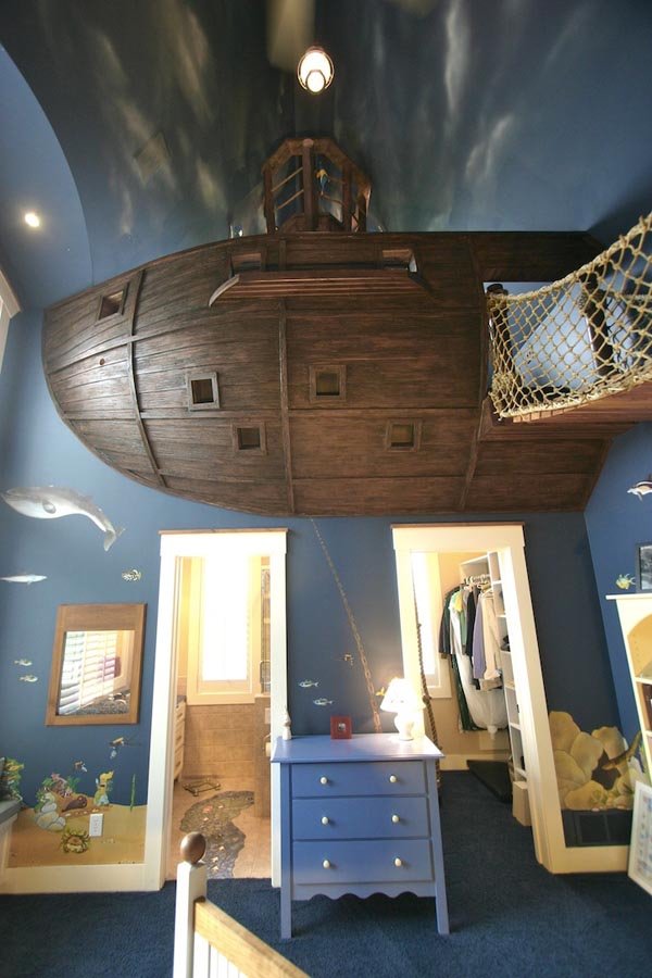 疯狂的海盗船主题儿童卧室设计