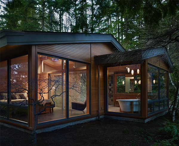 森林中的豪华木质别墅设计