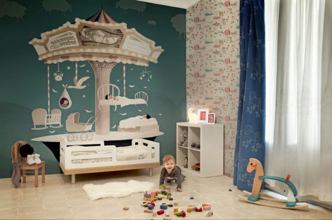 儿童房充满想象力的壁纸设计