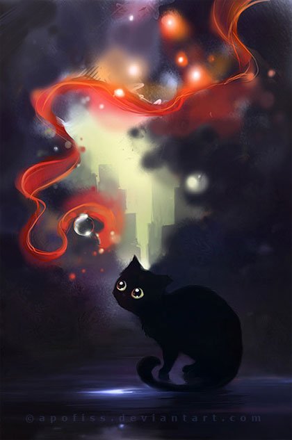 Rihards Donskis画笔下的超可爱小黑猫