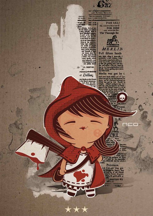 童话故事：小红帽插画作品