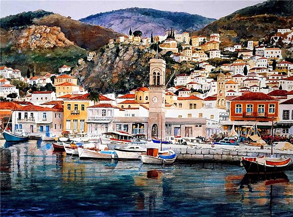 Pantelis Zografos迷人的希腊风光水彩画