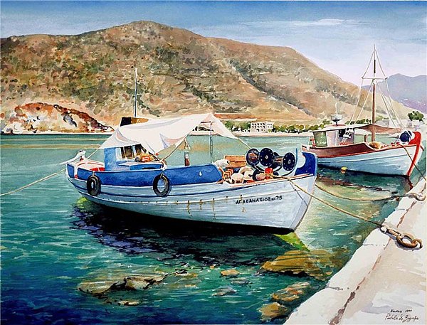 Pantelis Zografos迷人的希腊风光水彩画