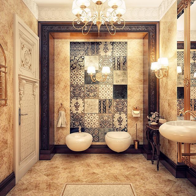 复古与现代结合的浴室(卫生间)设计