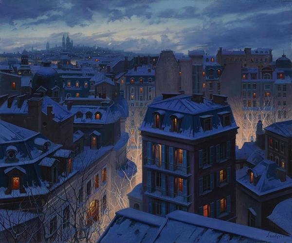 Eugene Lushpin写实城市风景绘画作品