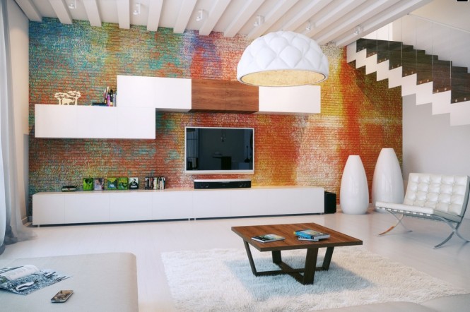 鲜艳的颜色和画廊般的空间：个性时尚的Loft设计