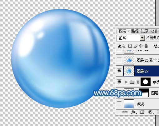 Photoshop制作逼真的蓝色椭圆形水珠