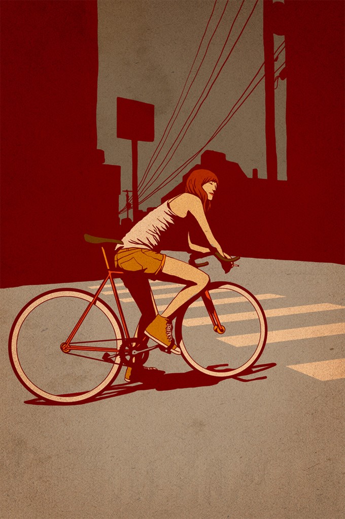 Adams Carvalho的自行车插画