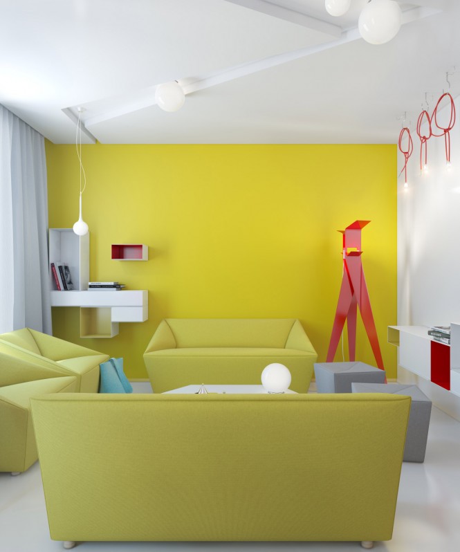 色彩丰富的概念小公寓设计