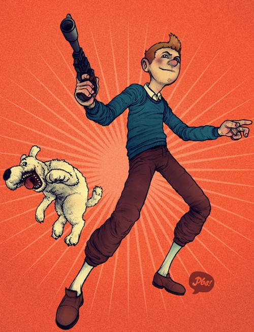丁丁历险记人物插画：丁丁(Tintin)