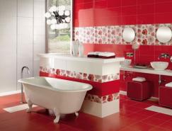 鮮艷的紅色系浴室設計欣賞