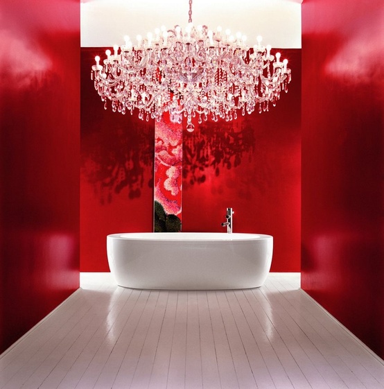 鲜艳的红色系浴室设计欣赏