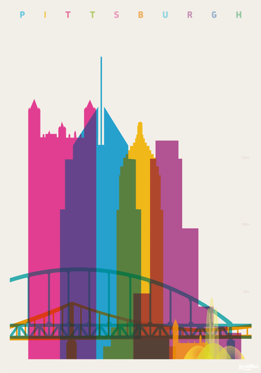 色彩城市：Yoni Alter城市剪影海报