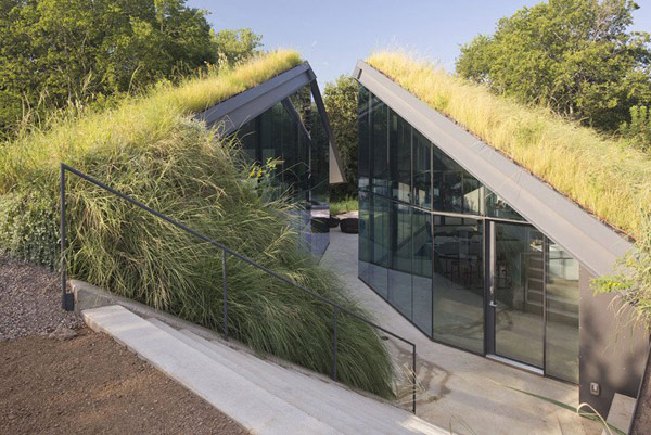 绿色植被覆盖的屋顶：科罗拉多河岸Edgeland住宅