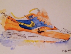 Flo Belvedere运动鞋水彩风格插画