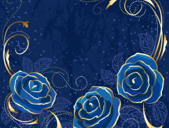 高贵优雅的蓝色玫瑰背景矢量