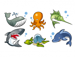 卡通海洋动物矢量素材