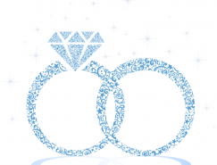 蓝色花纹背景钻石婚戒矢量素材