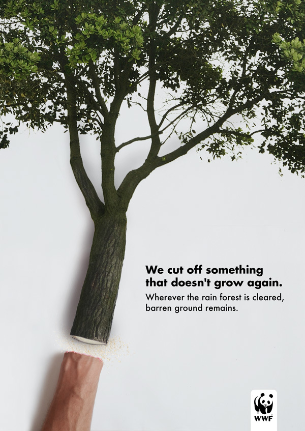 WWF广告欣赏 热带雨林怒了：再砍剁手！