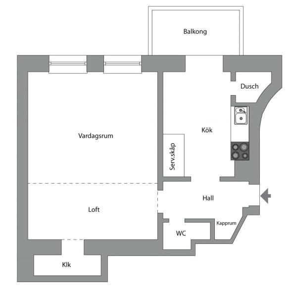 创意楼梯空间:瑞典37平米小户型公寓设计